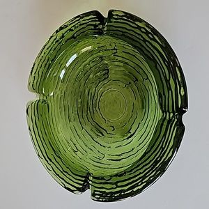 Vintage Anchor Hocking Soreno Tree Bark Avocado Green Glass Ashtray